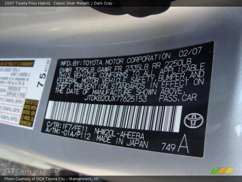 Classic Silver Metallic / Dark Gray 2007 Toyota Prius Hybrid