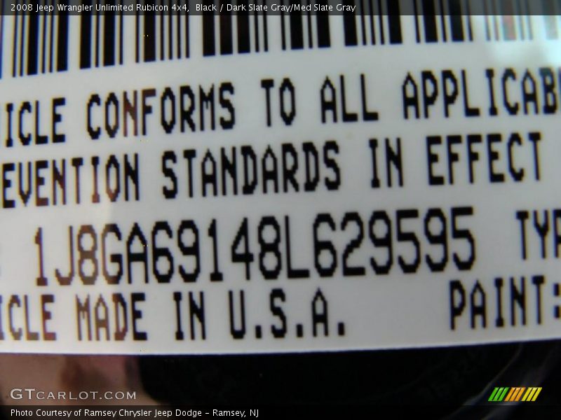 Black / Dark Slate Gray/Med Slate Gray 2008 Jeep Wrangler Unlimited Rubicon 4x4