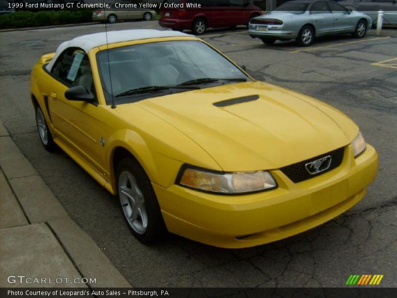 Chrome Yellow / Oxford White 1999 Ford Mustang GT Convertible