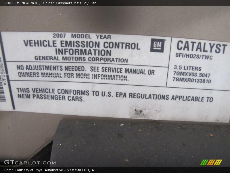 Golden Cashmere Metallic / Tan 2007 Saturn Aura XE