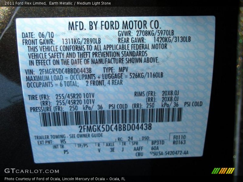 Earth Metallic / Medium Light Stone 2011 Ford Flex Limited