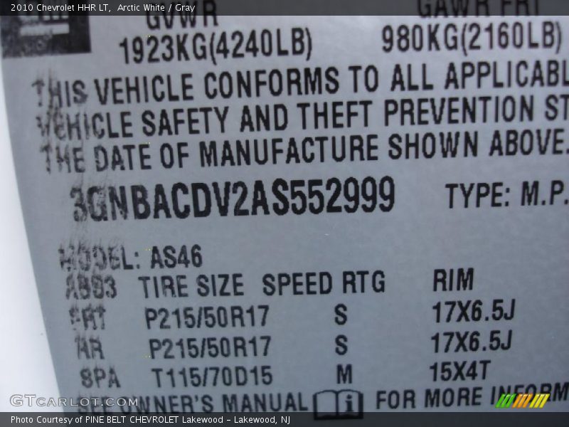 Arctic White / Gray 2010 Chevrolet HHR LT