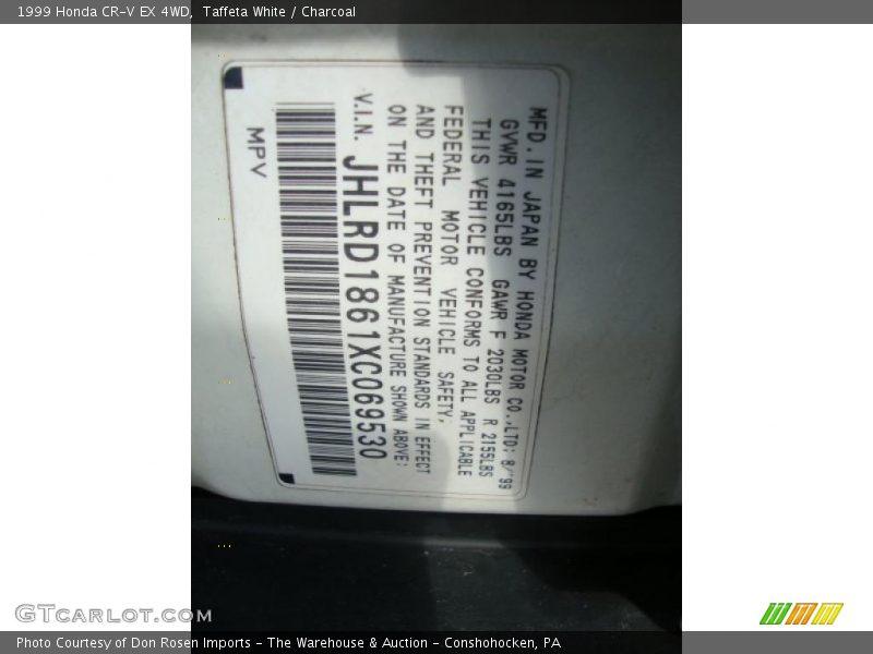 Taffeta White / Charcoal 1999 Honda CR-V EX 4WD