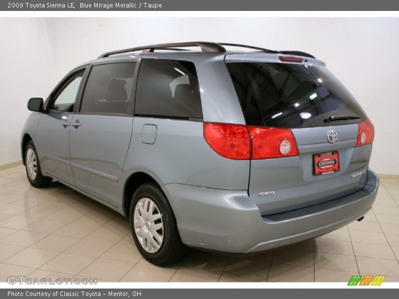 Blue Mirage Metallic / Taupe 2009 Toyota Sienna LE