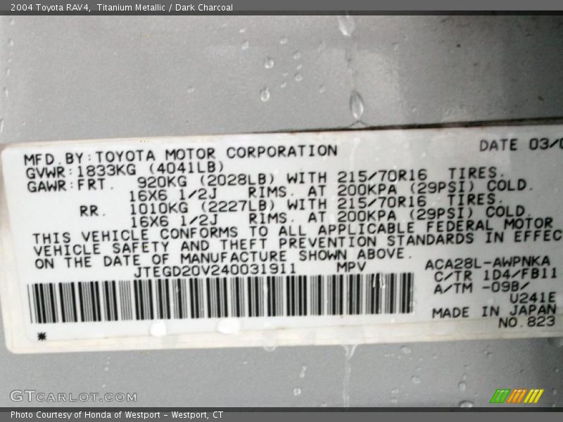 Titanium Metallic / Dark Charcoal 2004 Toyota RAV4