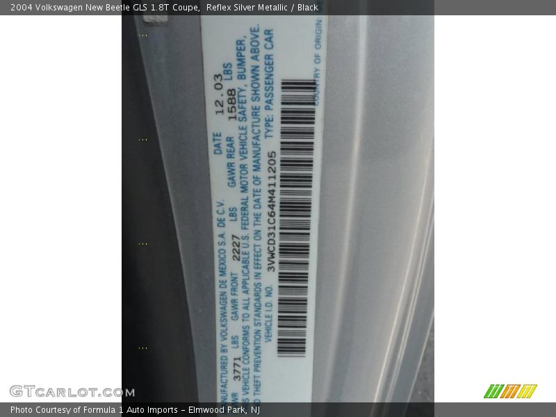 Reflex Silver Metallic / Black 2004 Volkswagen New Beetle GLS 1.8T Coupe