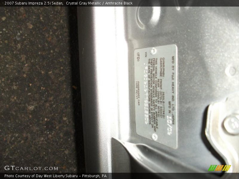 Crystal Gray Metallic / Anthracite Black 2007 Subaru Impreza 2.5i Sedan