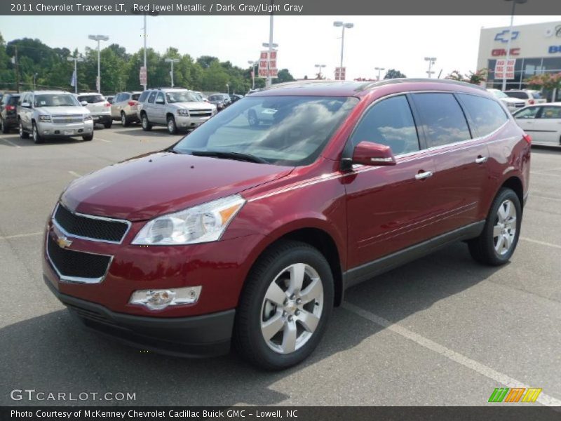 Red Jewel Metallic / Dark Gray/Light Gray 2011 Chevrolet Traverse LT