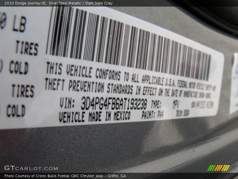 Silver Steel Metallic / Dark Slate Gray 2010 Dodge Journey SE