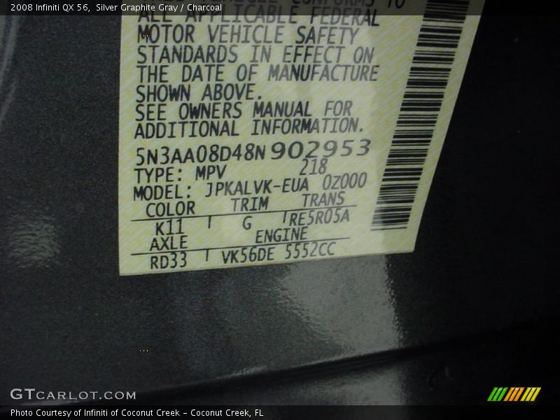 Silver Graphite Gray / Charcoal 2008 Infiniti QX 56
