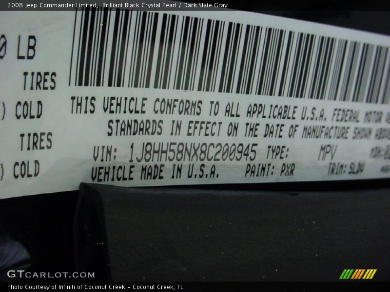 Brilliant Black Crystal Pearl / Dark Slate Gray 2008 Jeep Commander Limited