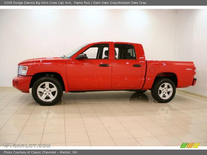 Flame Red / Dark Slate Gray/Medium Slate Gray 2008 Dodge Dakota Big Horn Crew Cab 4x4