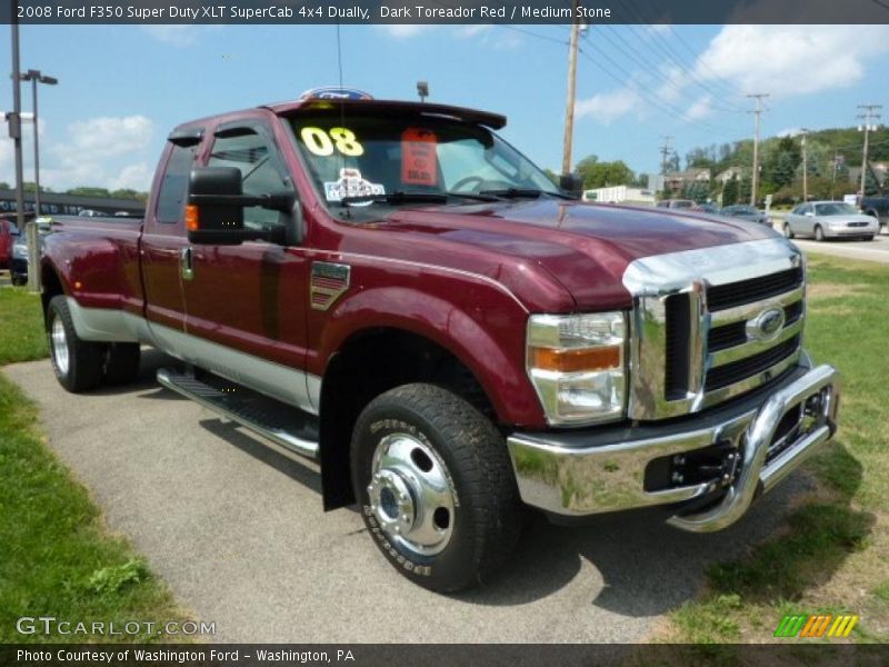 Dark Toreador Red / Medium Stone 2008 Ford F350 Super Duty XLT SuperCab 4x4 Dually