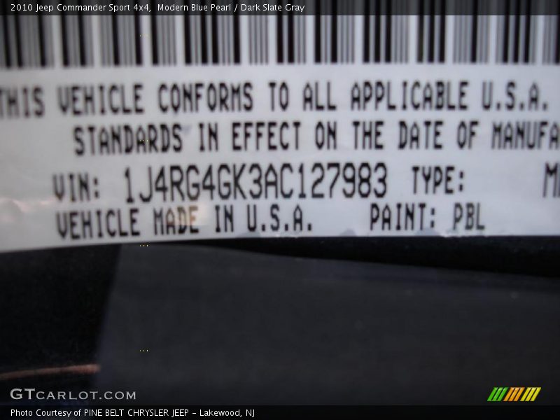 Modern Blue Pearl / Dark Slate Gray 2010 Jeep Commander Sport 4x4
