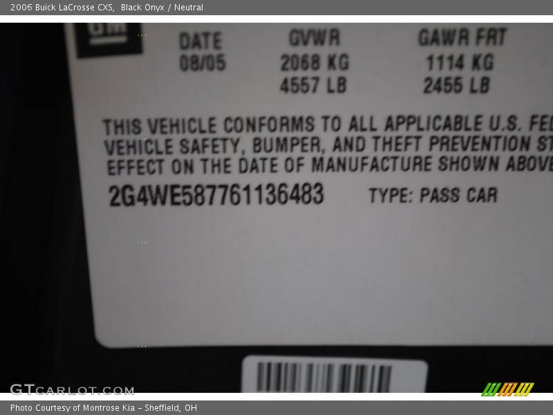 Black Onyx / Neutral 2006 Buick LaCrosse CXS