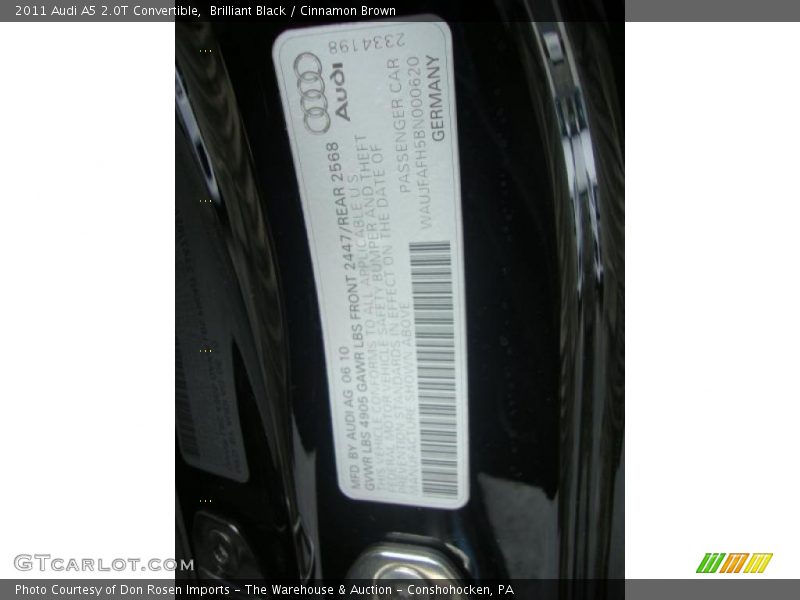 Brilliant Black / Cinnamon Brown 2011 Audi A5 2.0T Convertible