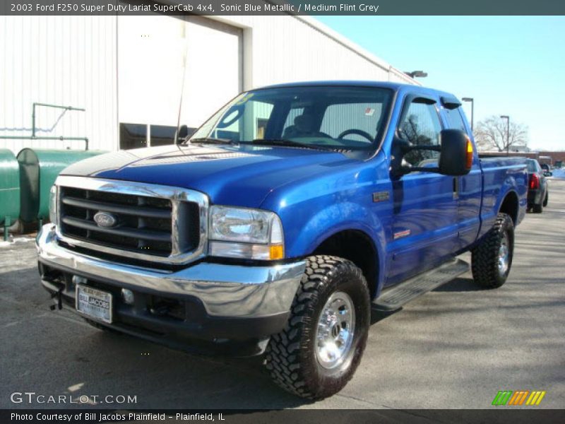 Sonic Blue Metallic / Medium Flint Grey 2003 Ford F250 Super Duty Lariat SuperCab 4x4
