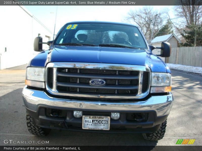 Sonic Blue Metallic / Medium Flint Grey 2003 Ford F250 Super Duty Lariat SuperCab 4x4