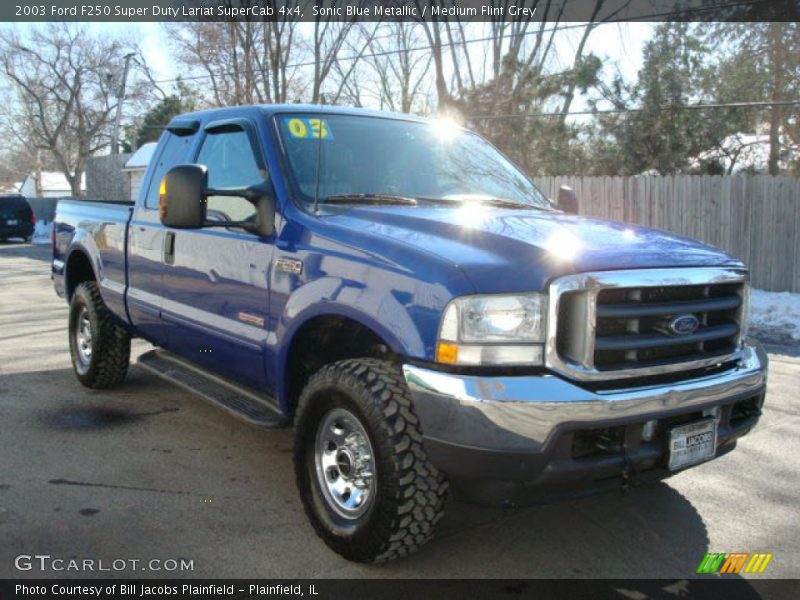 Sonic Blue Metallic / Medium Flint Grey 2003 Ford F250 Super Duty Lariat SuperCab 4x4