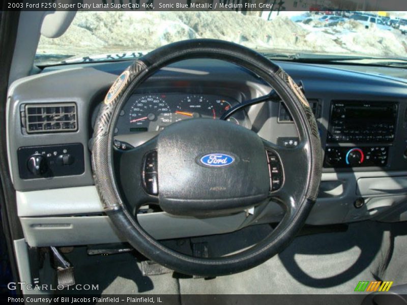 Sonic Blue Metallic / Medium Flint Grey 2003 Ford F250 Super Duty Lariat SuperCab 4x4