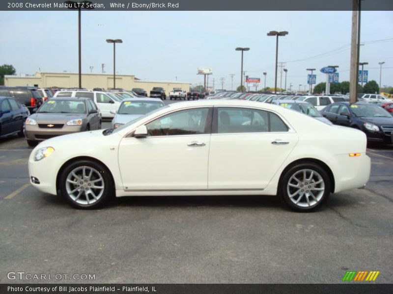 White / Ebony/Brick Red 2008 Chevrolet Malibu LTZ Sedan