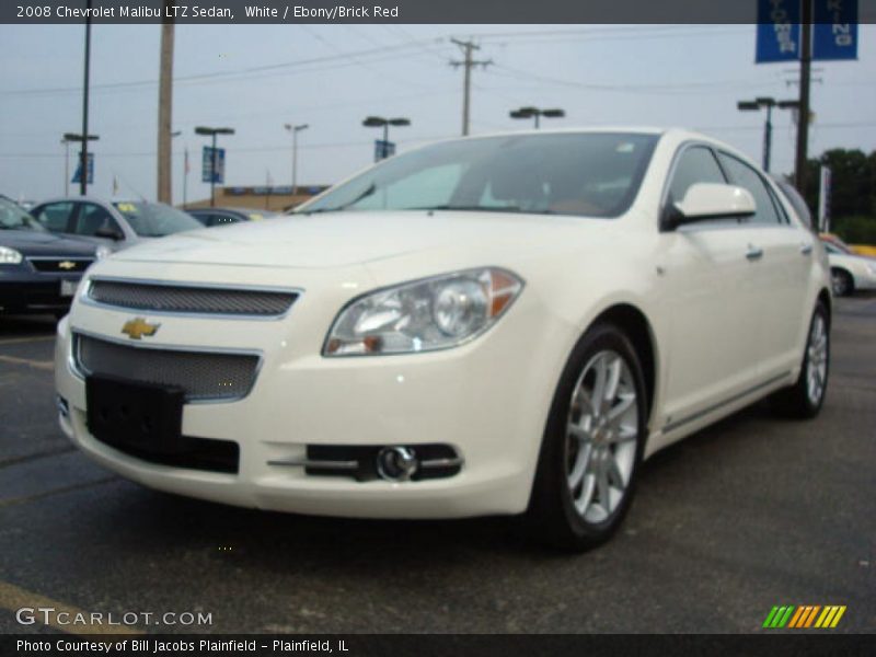 White / Ebony/Brick Red 2008 Chevrolet Malibu LTZ Sedan