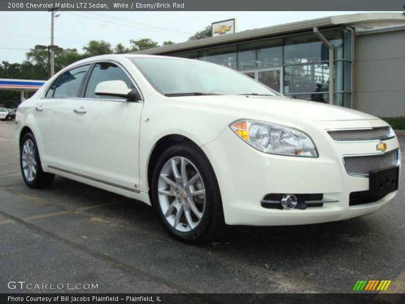 White / Ebony/Brick Red 2008 Chevrolet Malibu LTZ Sedan
