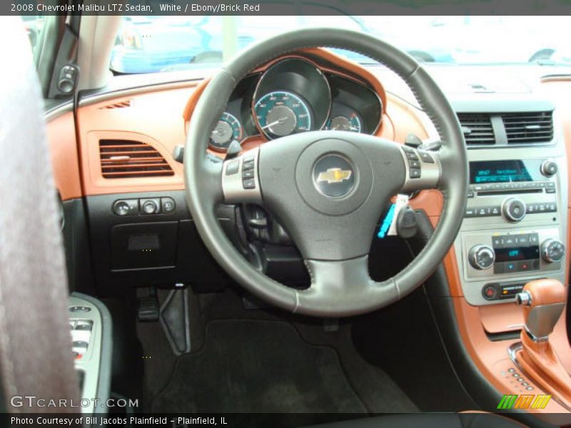 White / Ebony/Brick Red 2008 Chevrolet Malibu LTZ Sedan