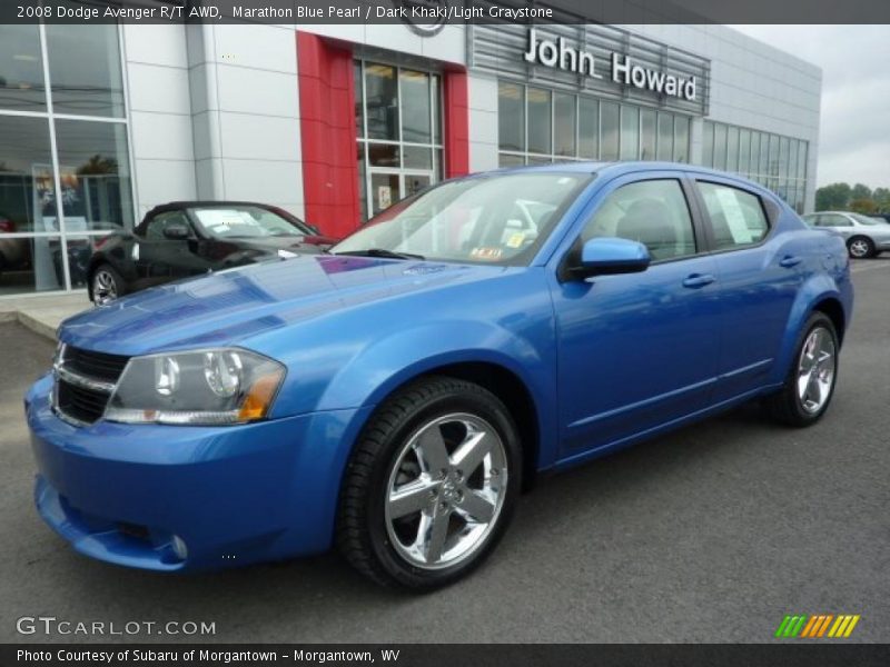 Marathon Blue Pearl / Dark Khaki/Light Graystone 2008 Dodge Avenger R/T AWD