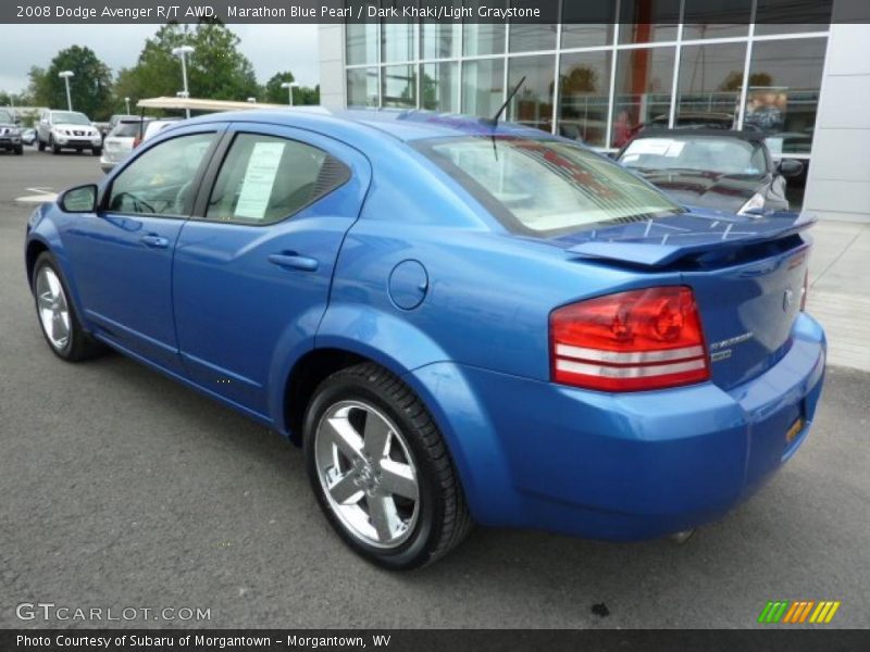 Marathon Blue Pearl / Dark Khaki/Light Graystone 2008 Dodge Avenger R/T AWD