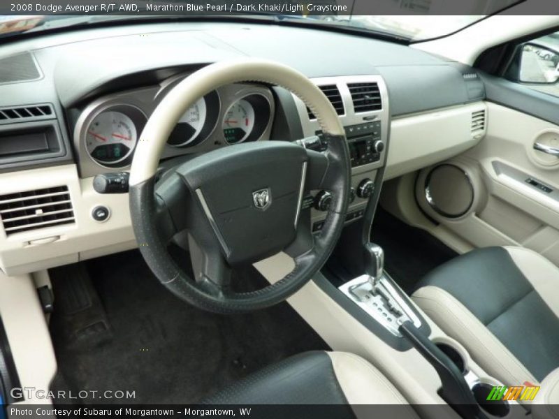Marathon Blue Pearl / Dark Khaki/Light Graystone 2008 Dodge Avenger R/T AWD