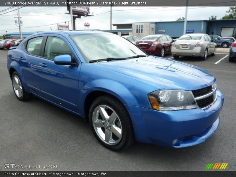 Marathon Blue Pearl / Dark Khaki/Light Graystone 2008 Dodge Avenger R/T AWD