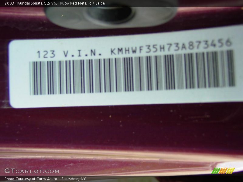 Ruby Red Metallic / Beige 2003 Hyundai Sonata GLS V6