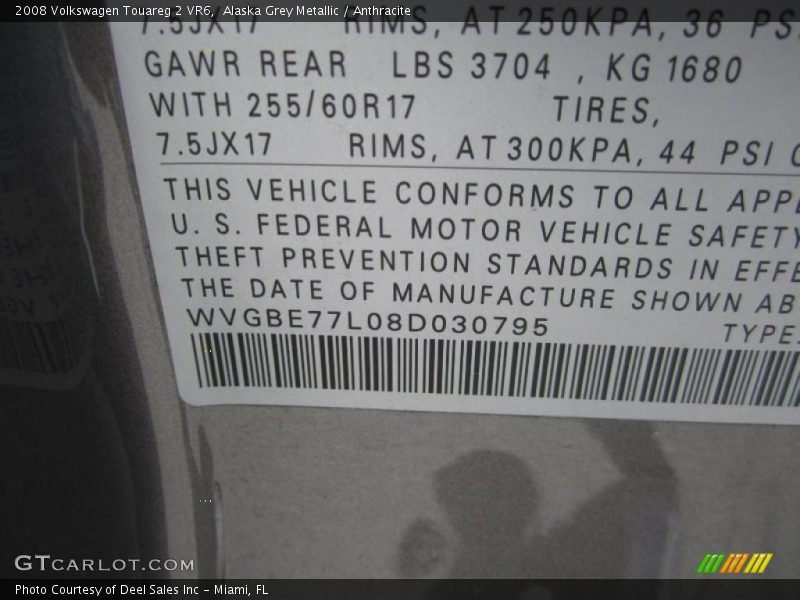 Alaska Grey Metallic / Anthracite 2008 Volkswagen Touareg 2 VR6
