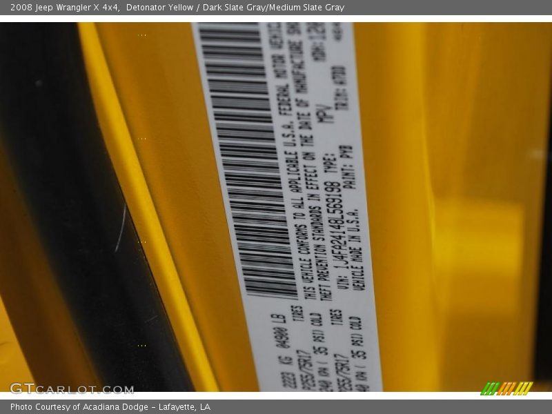 Detonator Yellow / Dark Slate Gray/Medium Slate Gray 2008 Jeep Wrangler X 4x4