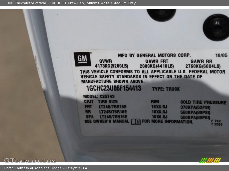 Summit White / Medium Gray 2006 Chevrolet Silverado 2500HD LT Crew Cab