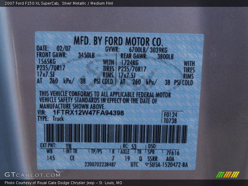 Silver Metallic / Medium Flint 2007 Ford F150 XL SuperCab