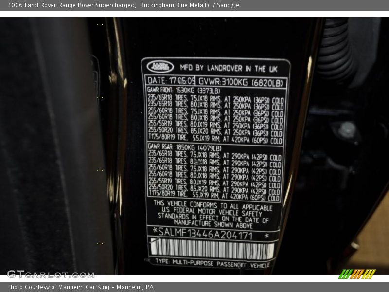 Buckingham Blue Metallic / Sand/Jet 2006 Land Rover Range Rover Supercharged