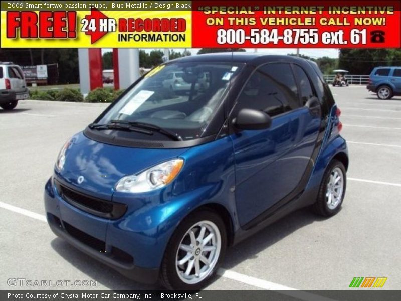Blue Metallic / Design Black 2009 Smart fortwo passion coupe