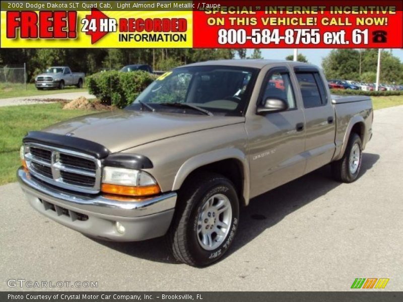 Light Almond Pearl Metallic / Taupe 2002 Dodge Dakota SLT Quad Cab