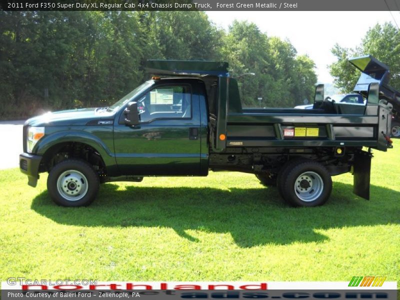 Forest Green Metallic / Steel 2011 Ford F350 Super Duty XL Regular Cab 4x4 Chassis Dump Truck