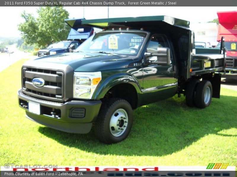 Forest Green Metallic / Steel 2011 Ford F350 Super Duty XL Regular Cab 4x4 Chassis Dump Truck