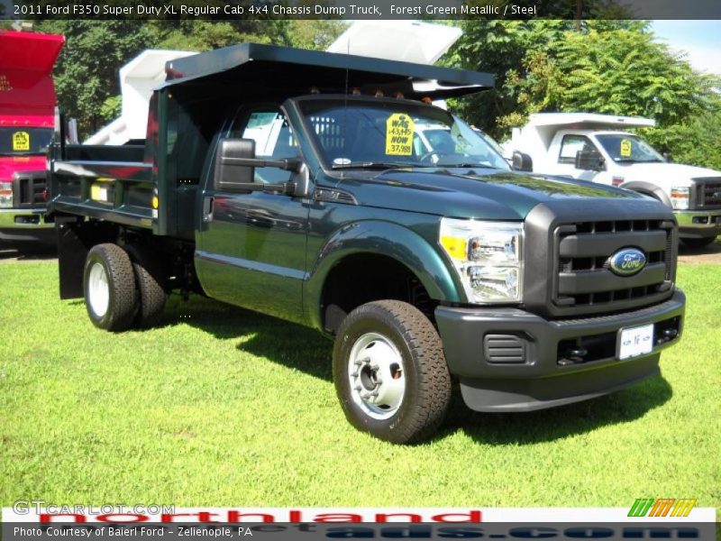 Forest Green Metallic / Steel 2011 Ford F350 Super Duty XL Regular Cab 4x4 Chassis Dump Truck
