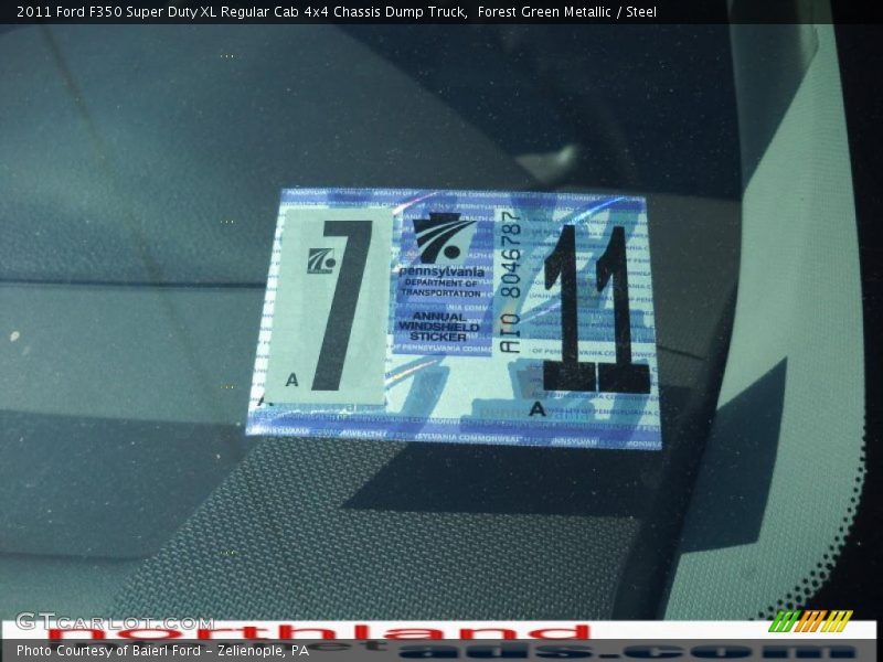 Forest Green Metallic / Steel 2011 Ford F350 Super Duty XL Regular Cab 4x4 Chassis Dump Truck