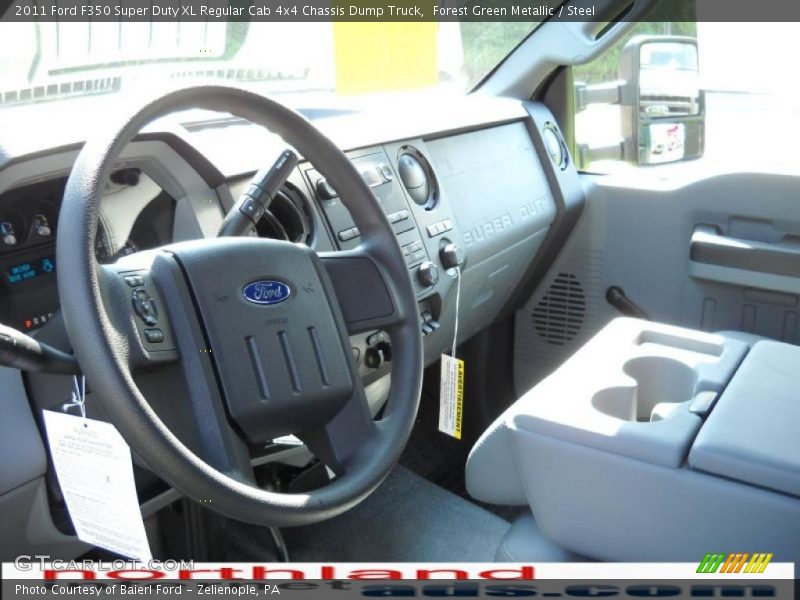 Forest Green Metallic / Steel 2011 Ford F350 Super Duty XL Regular Cab 4x4 Chassis Dump Truck