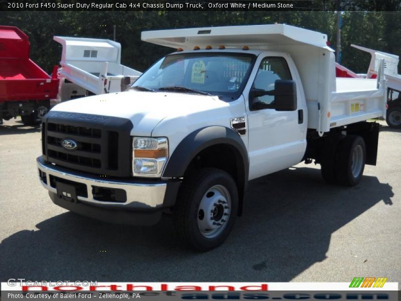 Oxford White / Medium Stone 2010 Ford F450 Super Duty Regular Cab 4x4 Chassis Dump Truck