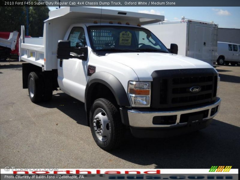 Oxford White / Medium Stone 2010 Ford F450 Super Duty Regular Cab 4x4 Chassis Dump Truck