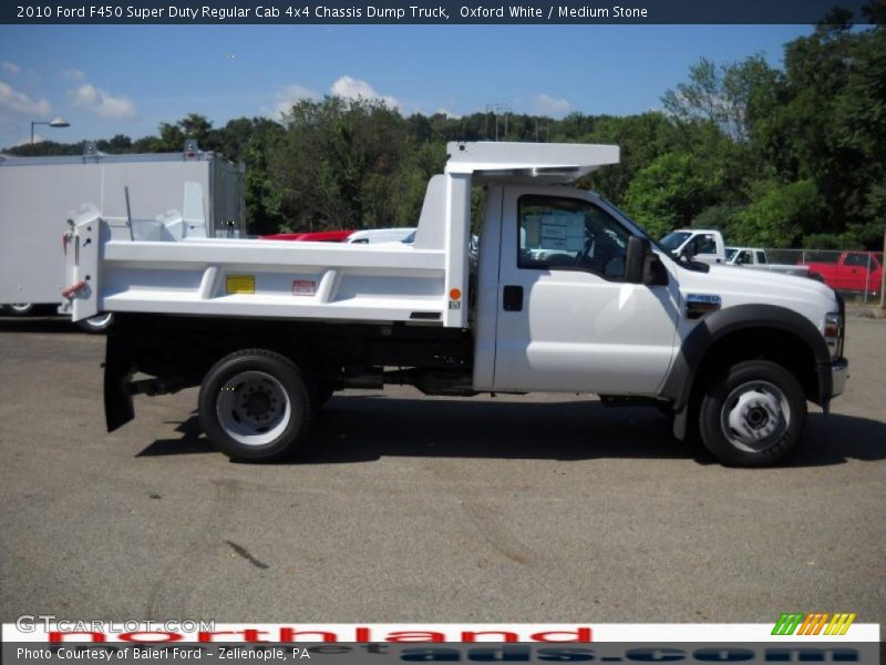 Oxford White / Medium Stone 2010 Ford F450 Super Duty Regular Cab 4x4 Chassis Dump Truck