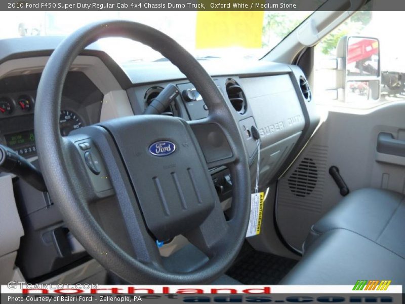 Oxford White / Medium Stone 2010 Ford F450 Super Duty Regular Cab 4x4 Chassis Dump Truck