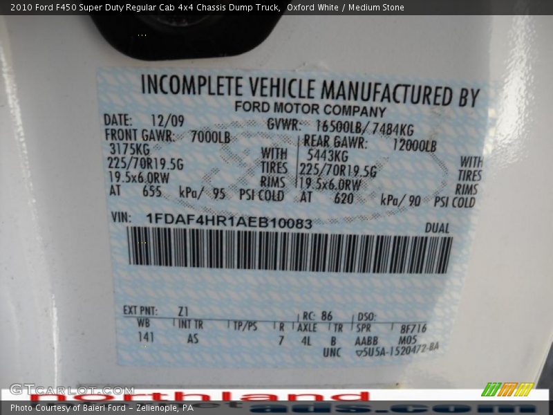 Oxford White / Medium Stone 2010 Ford F450 Super Duty Regular Cab 4x4 Chassis Dump Truck
